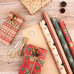 Retro Flower Art Wrapping Paper for Christmas Gifts