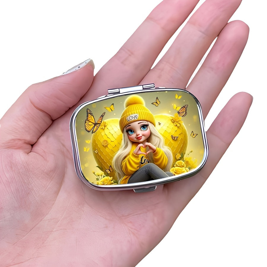 Love Girl Pill Case 2 Compartment Medicine Box Vitamin Pill Organizer