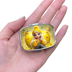 Love Girl Pill Case 2 Compartment Medicine Box Vitamin Pill Organizer