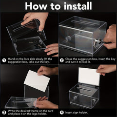 Acrylic Donation Box With Lock Ballot Box Sign Holder