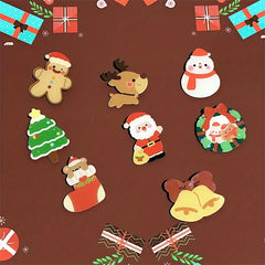 8pcs Cartoon Christmas Brooch Pin For Boys