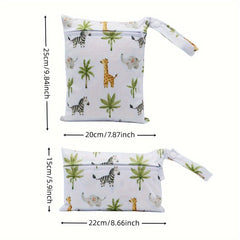 2pcs Animals Prints Beach Diaper Cloth Nappy Laundry Swimmer Wet Dry Pouch