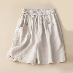 High Waist Solid Pocket Shorts for Women
