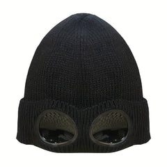 Knitted Hat With Sunglasses For Autumn And Winter Coldproof Beanie