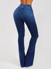 Women's High Stretch Flared Jeans Slim Fit Wide Legs Denim Pants