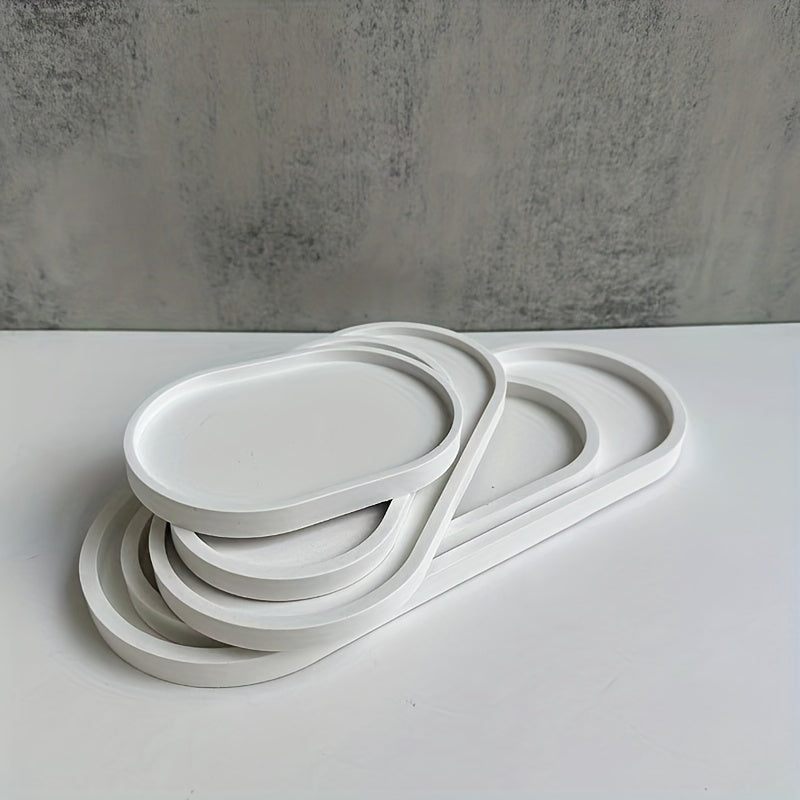 DIY Elliptical Flower Pot Base Storage Tray Silicone Mold