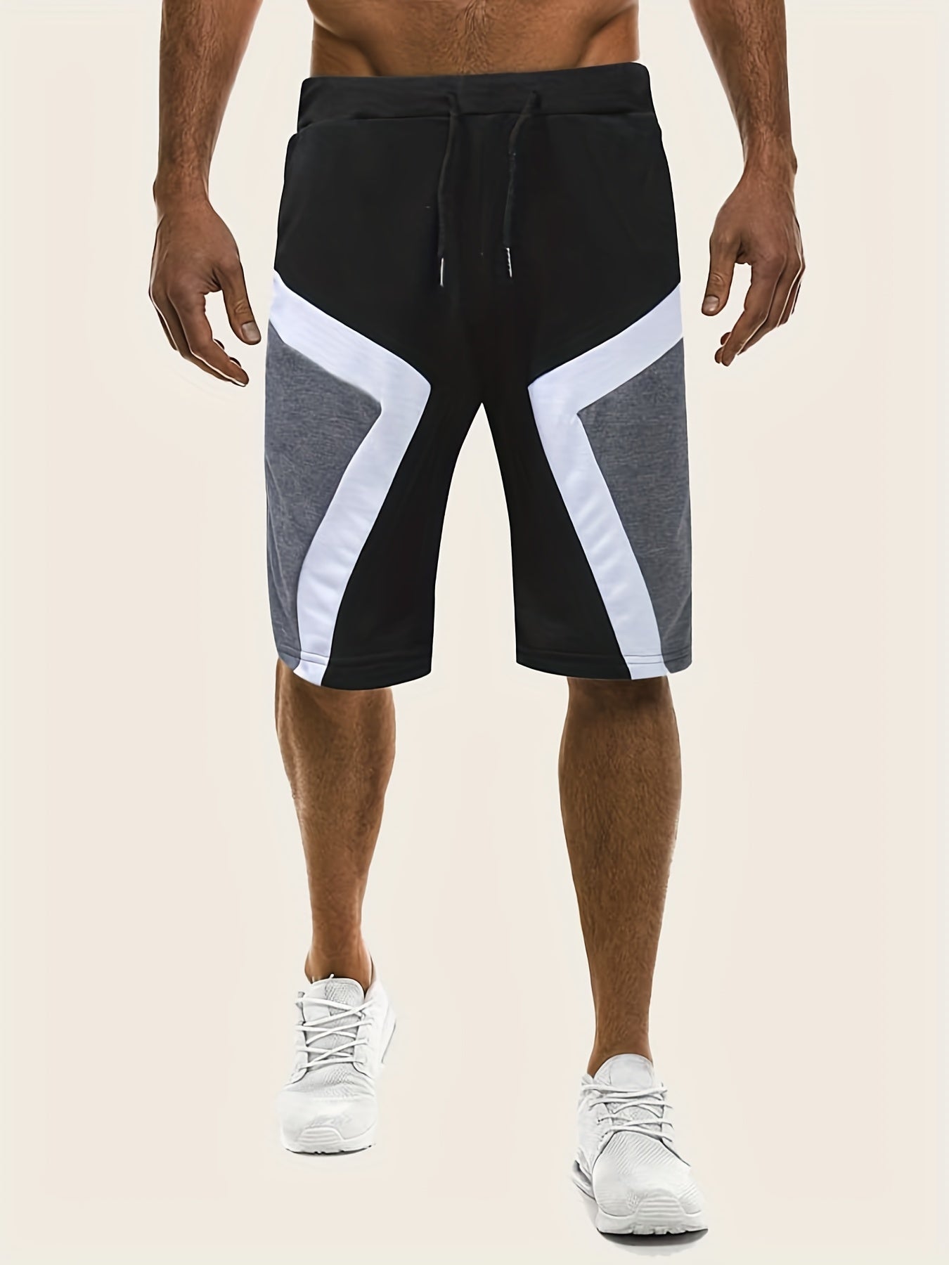 Men's Block Drawstring Shorts for Summer: Running, Basketball, Athletics