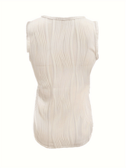Textured Ring Detail Tank Top Crew Neck Sleeveless Summer Top