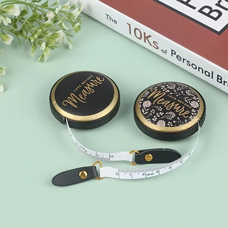 1pc 1.5m Portable Retractable Vintage PU Leather Mini Tape Measure