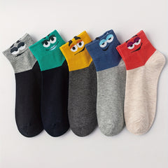 5 Pairs Funny Expression Print Crew Socks Women's Stockings