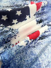 Denim & Flag Print Leggings Casual Skinny Cropped Leggings