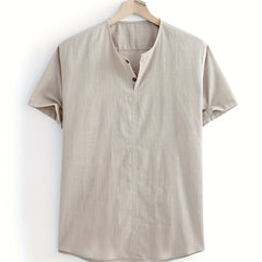 Men's Casual Short Sleeve Cotton Shirt for Summer Resort Vacation