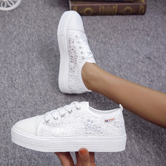 Women's Mesh Sneakers Casual Lace Up Outdoor Shoes Lightweight Walking Shoes