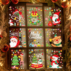 Christmas Snowman & Reindeer Window Stickers Static Cling Decoration