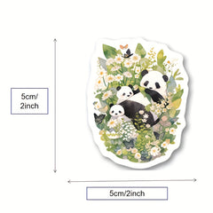 64pcs Cartoon Panda Stickers Pack For Kids Laptop Bike Decoration