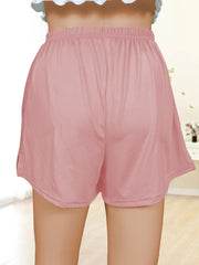 Solid Sleep Bottoms & Loose Side Split Elastic Waist Shorts