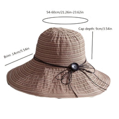 Foldable Sun Hat Bow Decor Cotton Bucket Hat Breathable