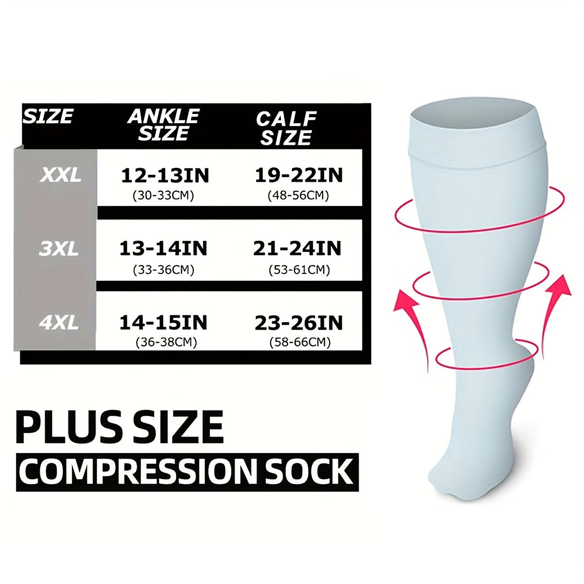 Compression Socks 15-20 mmHg Plus Size Wide Calf for Women & Men