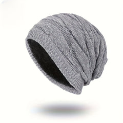 Winter Knitted Velvet Beanie Hat Warm Outdoor Pullover Cap