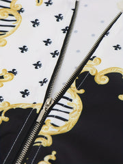Vintage Graphic Print Zip Up Jacket for Women