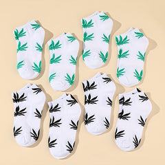 10 Pairs Leaf Pattern Socks Low Cut Ankle Socks Women's Stockings
