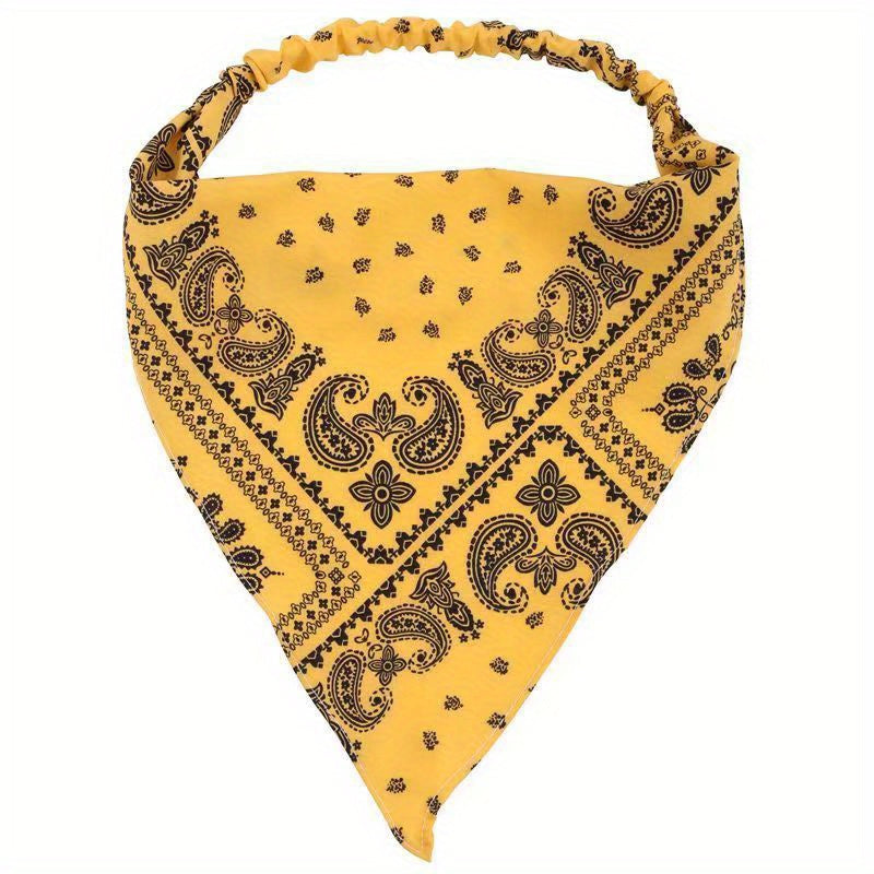 Paisley Print Bandana Candy Elastic Triangle Headscarf Hijab Turban Cap