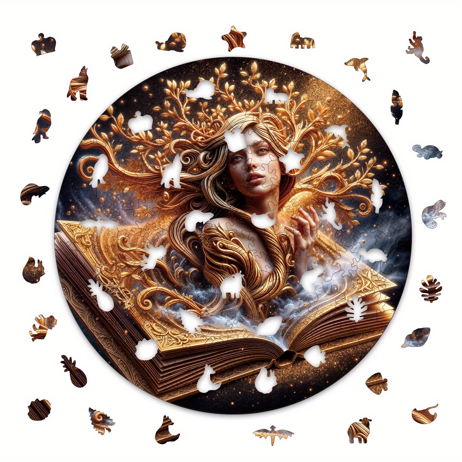Round Wooden Puzzle The Beauty in the Book Ideal Gift for 3 Birthdays Festivals