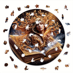 Round Wooden Puzzle The Beauty in the Book Ideal Gift for 3 Birthdays Festivals