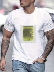 Optical Illusion Men's Graphic Crew Neck Active T shirt