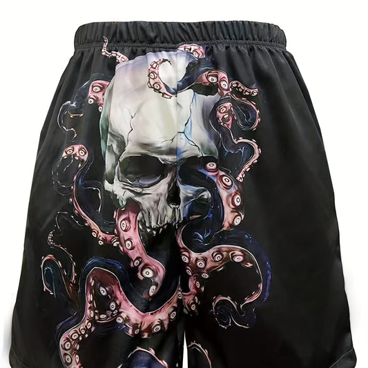 Halloween Skull Pattern Men's Casual Stretch Shorts