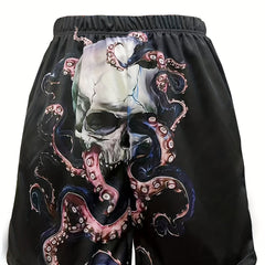 Halloween Skull Pattern Men's Casual Stretch Shorts