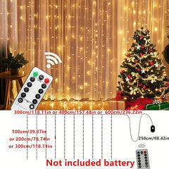 Remote Control LED Christmas Lights Copper Wire Curtain String Fairy Light