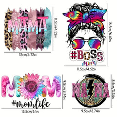 4pcs Momlife Iron Patches DIY T-shirt Jeans Hat Backpack Decoration