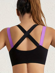 Colorblock Straps Sports Bra High Impact Yoga Tank Top