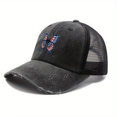 Flag Butterfly Trucker Hat Printed Mesh Baseball Cap Independence Dad Hats