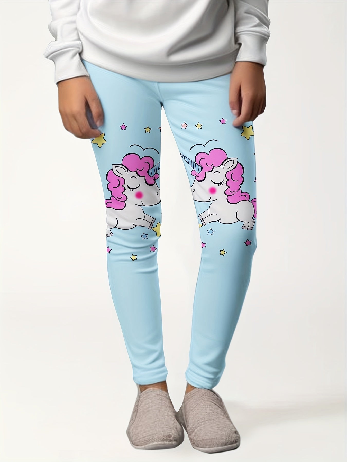 Unicorn Graphic Leggings Girls Thick Leggings For Spring Fall Winter
