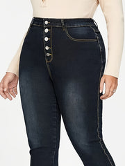 Washed Button Fly Skinny Jeans Women's Plus Skinny Jeans