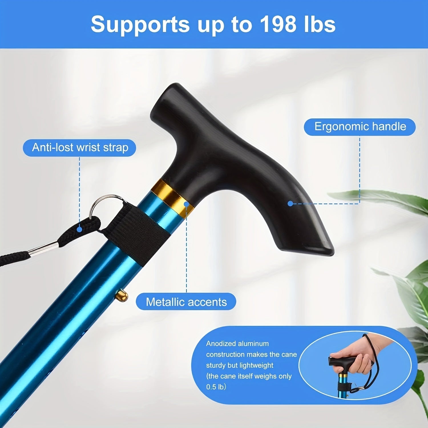 Adjustable Folding Hiking Trekking Pole Lightweight Aluminum Alloy Stick