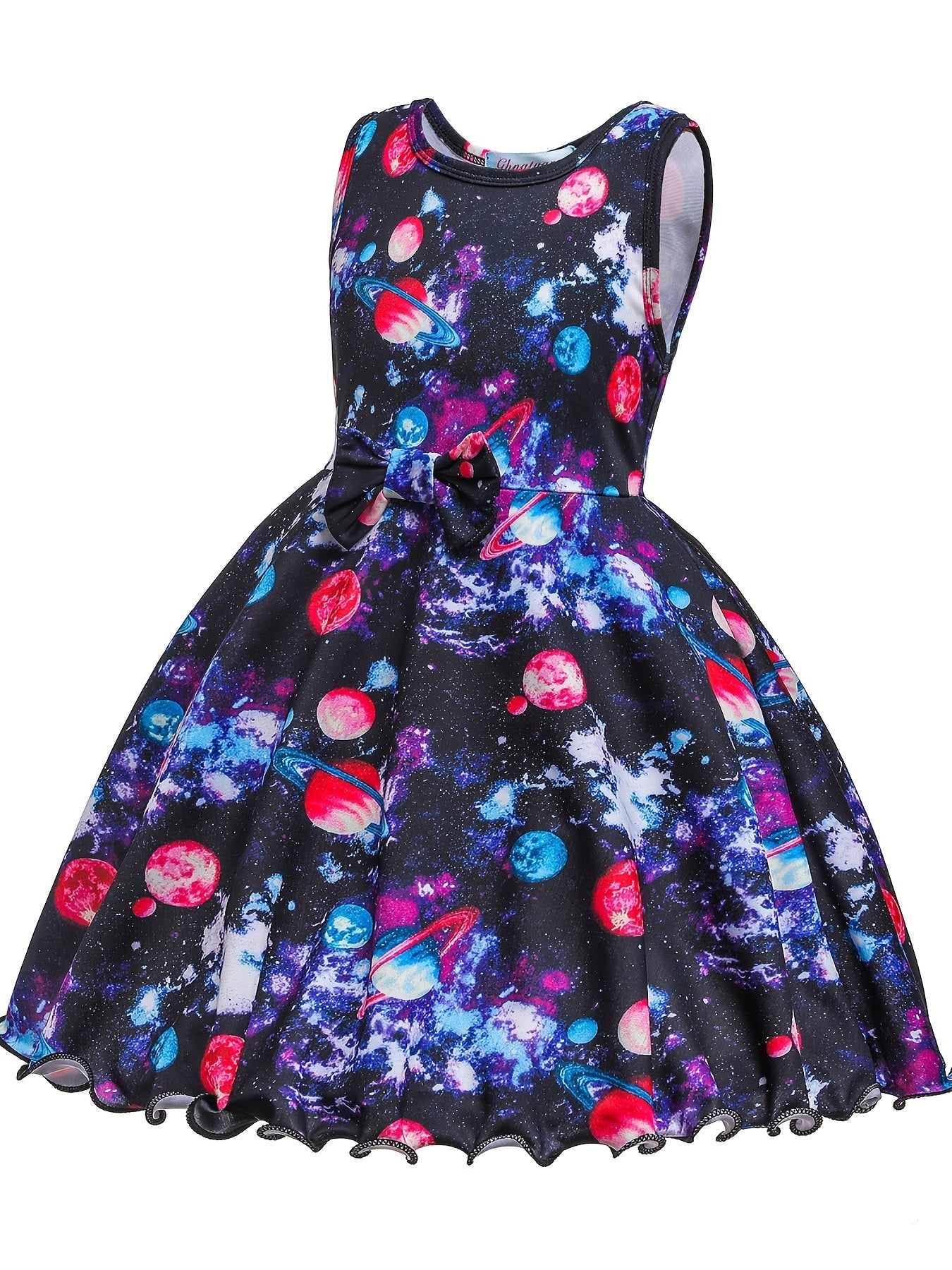 Girls Galaxy Print Sleeveless Dress Kids Clothes