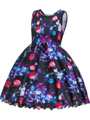 Girls Galaxy Print Sleeveless Dress Kids Clothes