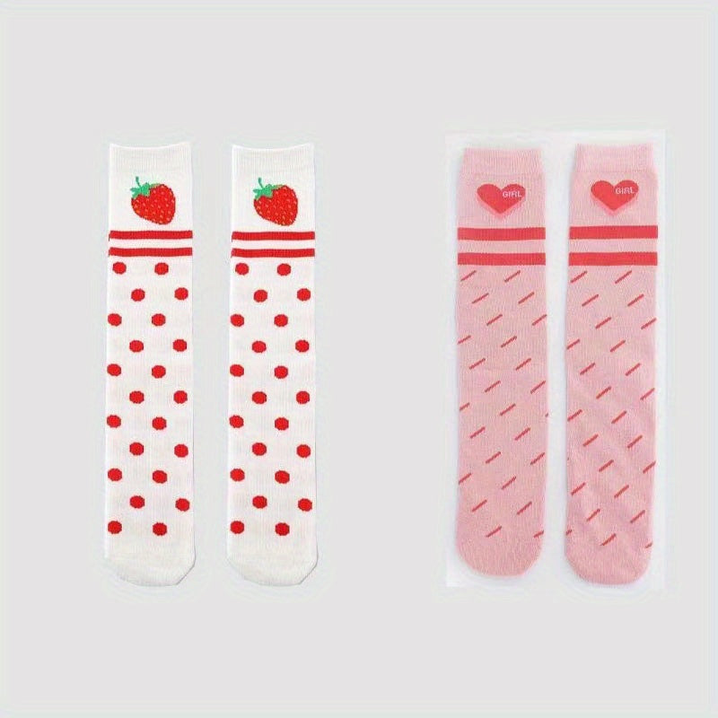 Kids Girls Strawberry Over the Knee Socks Cute Thin Anti-mosquito Stockings
