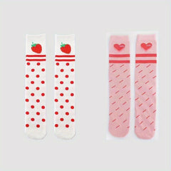 Kids Girls Strawberry Over the Knee Socks Cute Thin Anti-mosquito Stockings