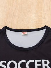 Boys Soccer Graphic T-shirt & Plaid Shorts Set