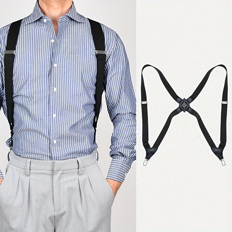 Men's Clip Suspenders Pants Elastic Side Clip