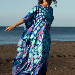 Boho Abaya Dress Women's Plus Graphic Print Batwing Sleeve