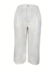Solid High Rise Wide Leg Jeans