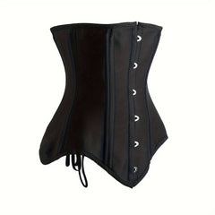 Solid Buckle Front Corset Bustier Tummy Slimming Lace Up Body Shaper