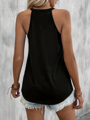 Keyhole Sleeveless Top Crew Neck Ruched Sexy Summer Top
