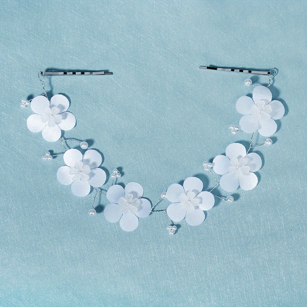 Flower & Pearl Hair Clip Minimalist Headband Bridal Wedding Accessory