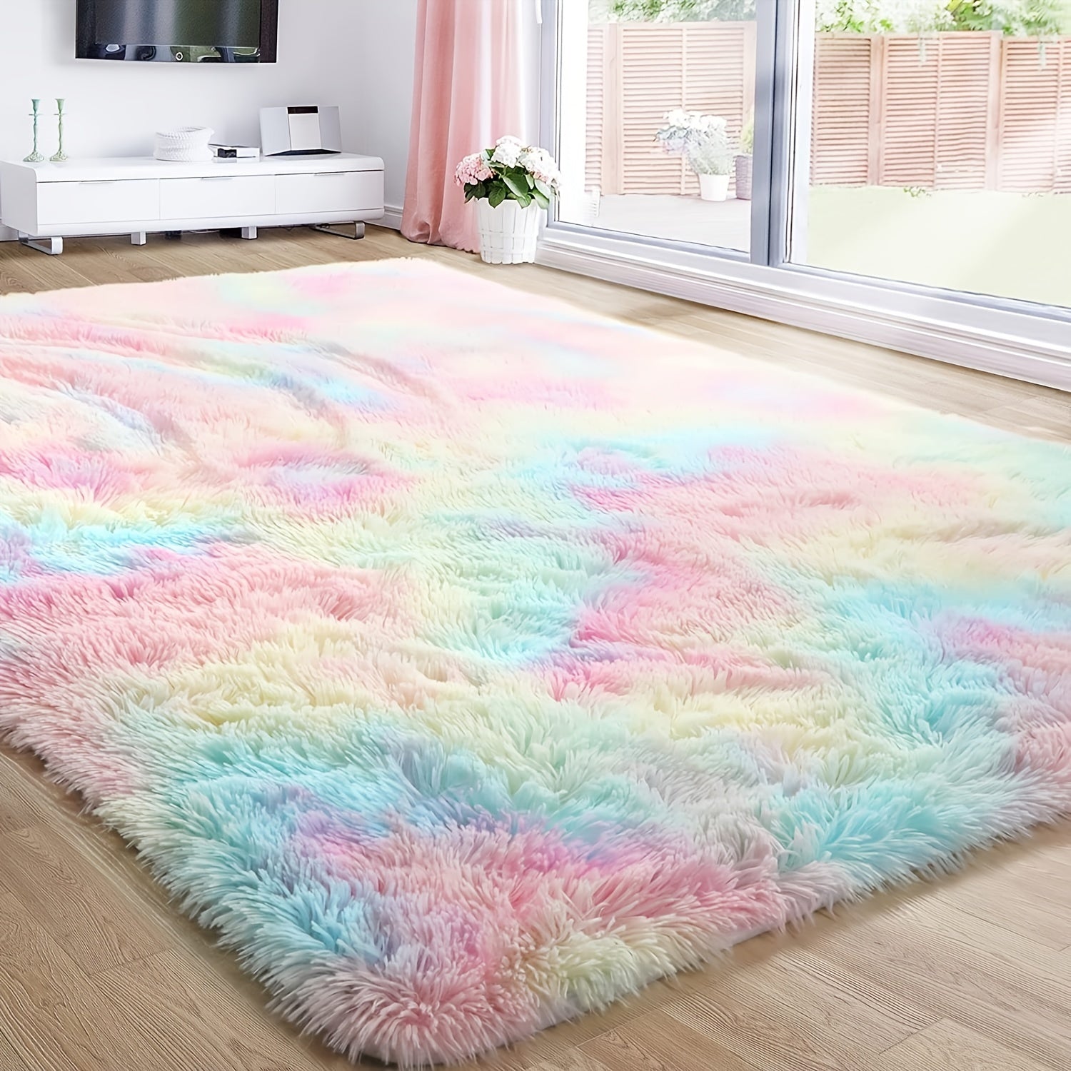 Tie Dye Plush Fabric Bedside Blanket Soft and Cozy Rug 78x110in